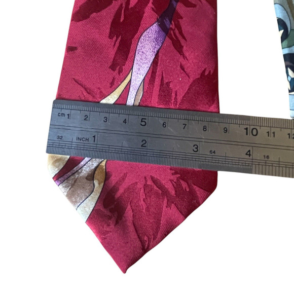 (3) VTG Mens 100% Silk Neck Tie Floral Geometric 57" USA Tulips Abstract Red - Picture 3 of 12